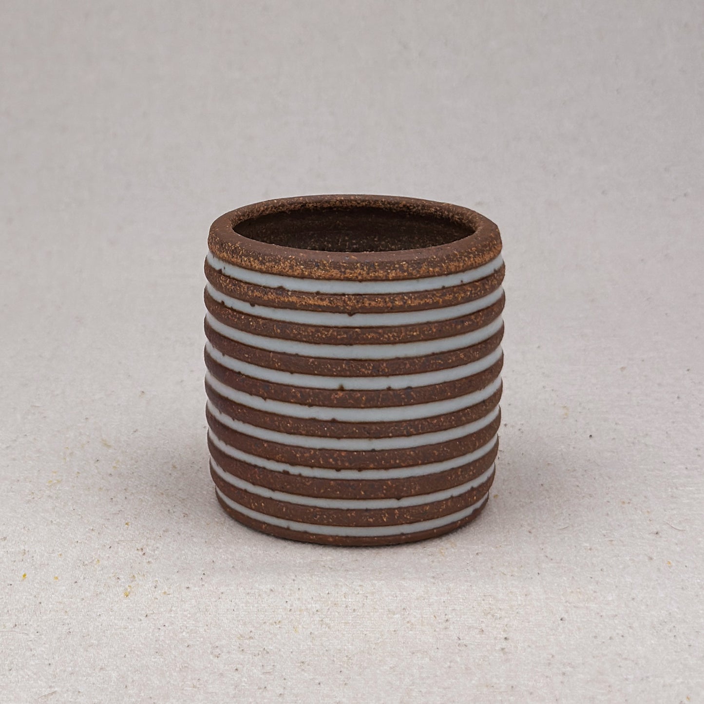 Extra Small White Stripe Cylinder Planter