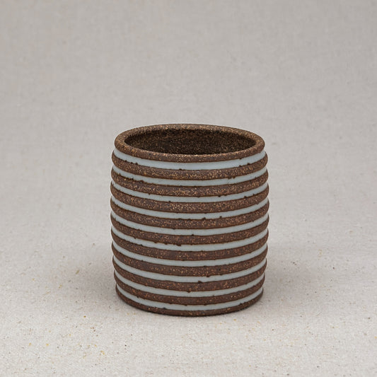 Extra Small White Stripe Cylinder Planter
