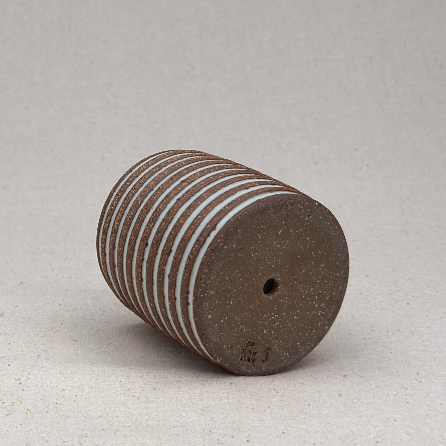 Extra Small White Stripe Cylinder Planter