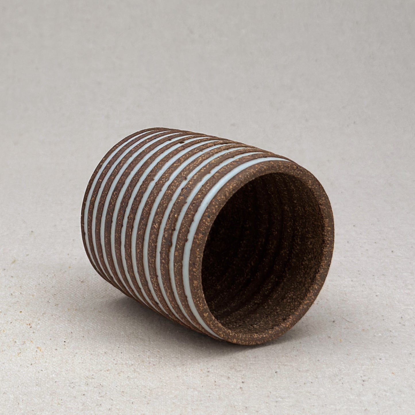 Extra Small White Stripe Cylinder Planter