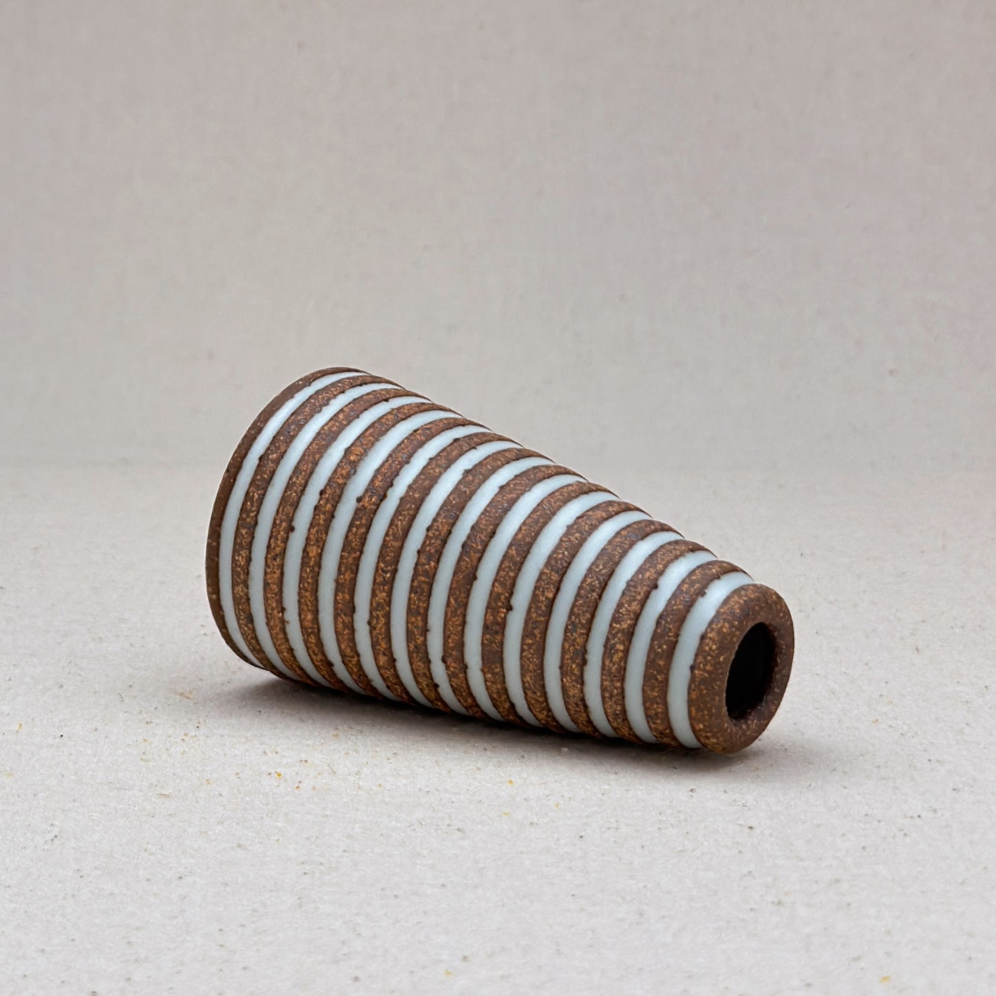 Extra Small White Stripe Cone Vase