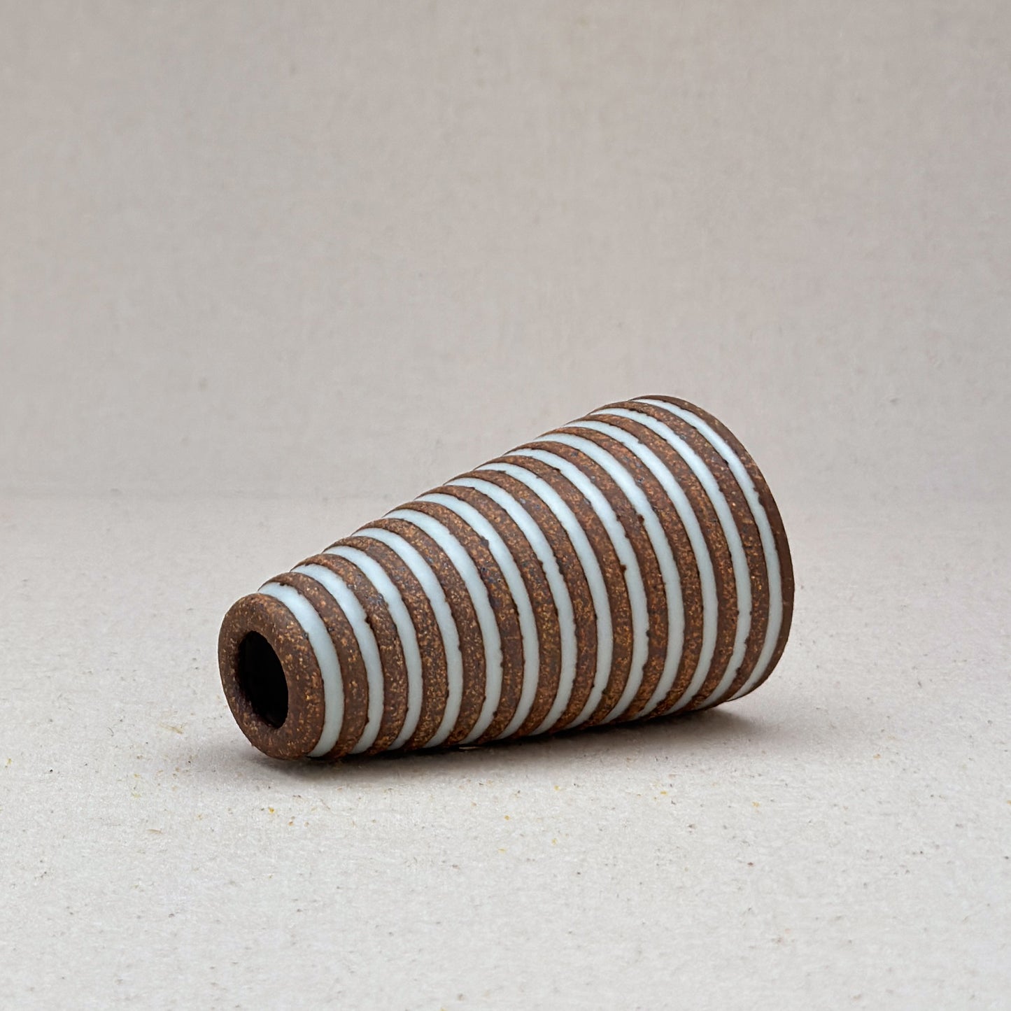 Extra Small White Stripe Cone Vase
