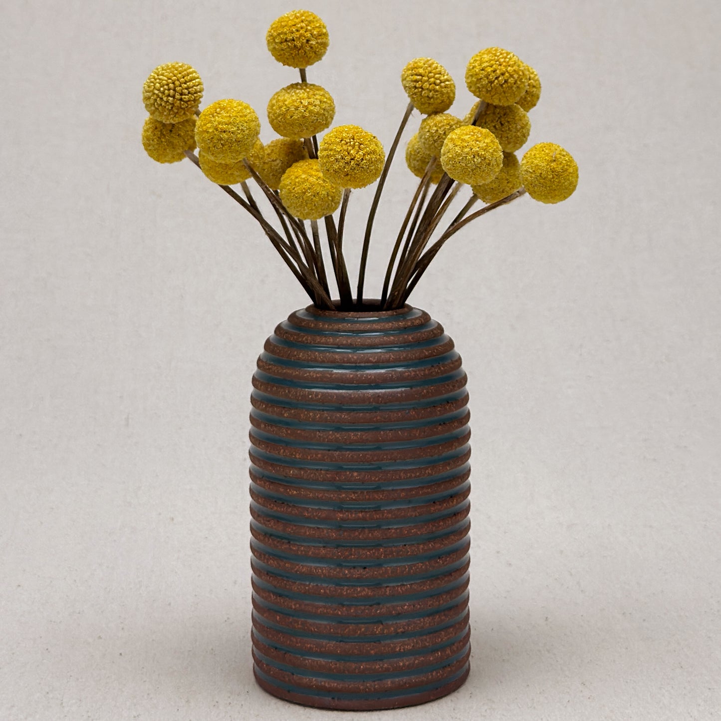 Medium Blue Stripe Round Top Vase