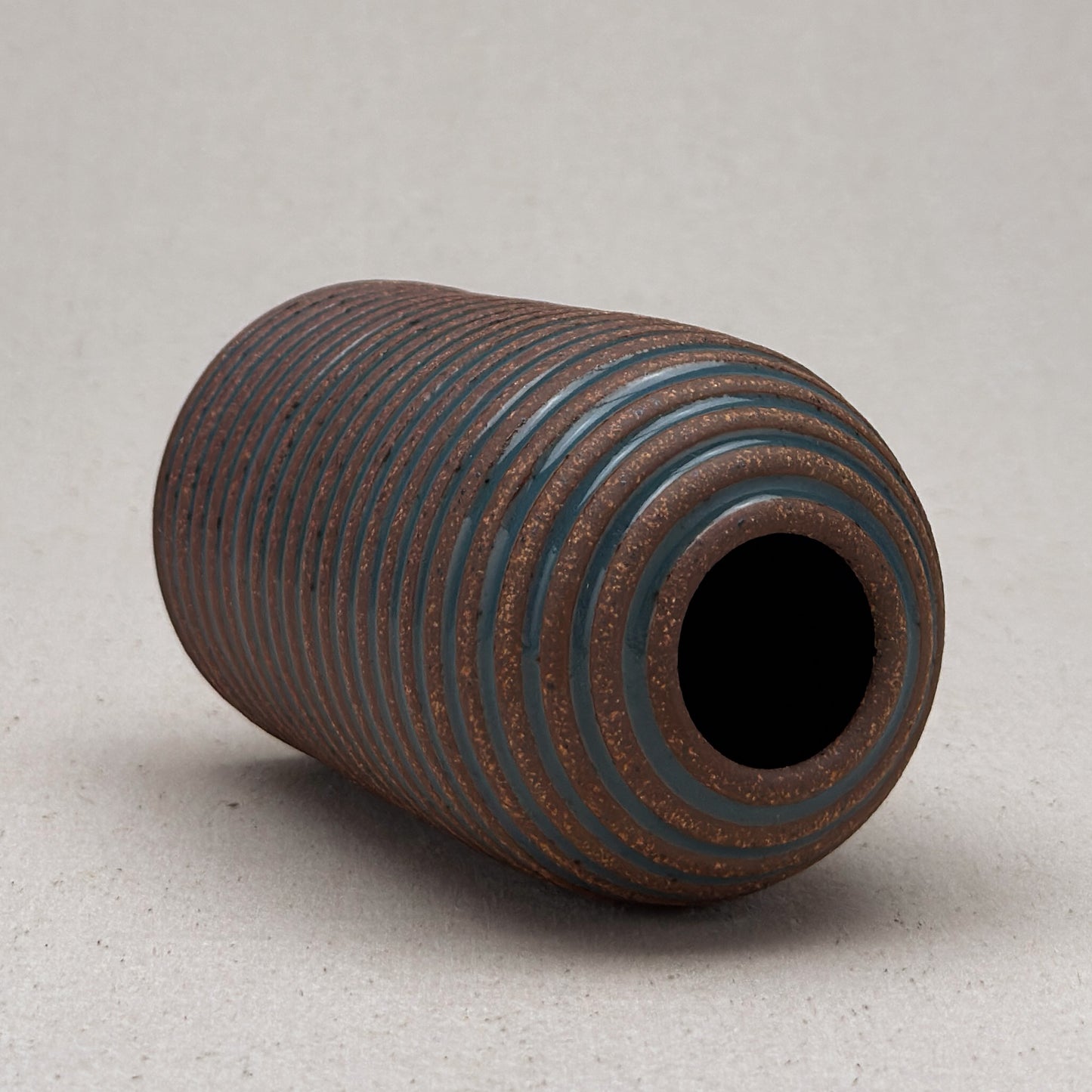 Medium Blue Stripe Round Top Vase