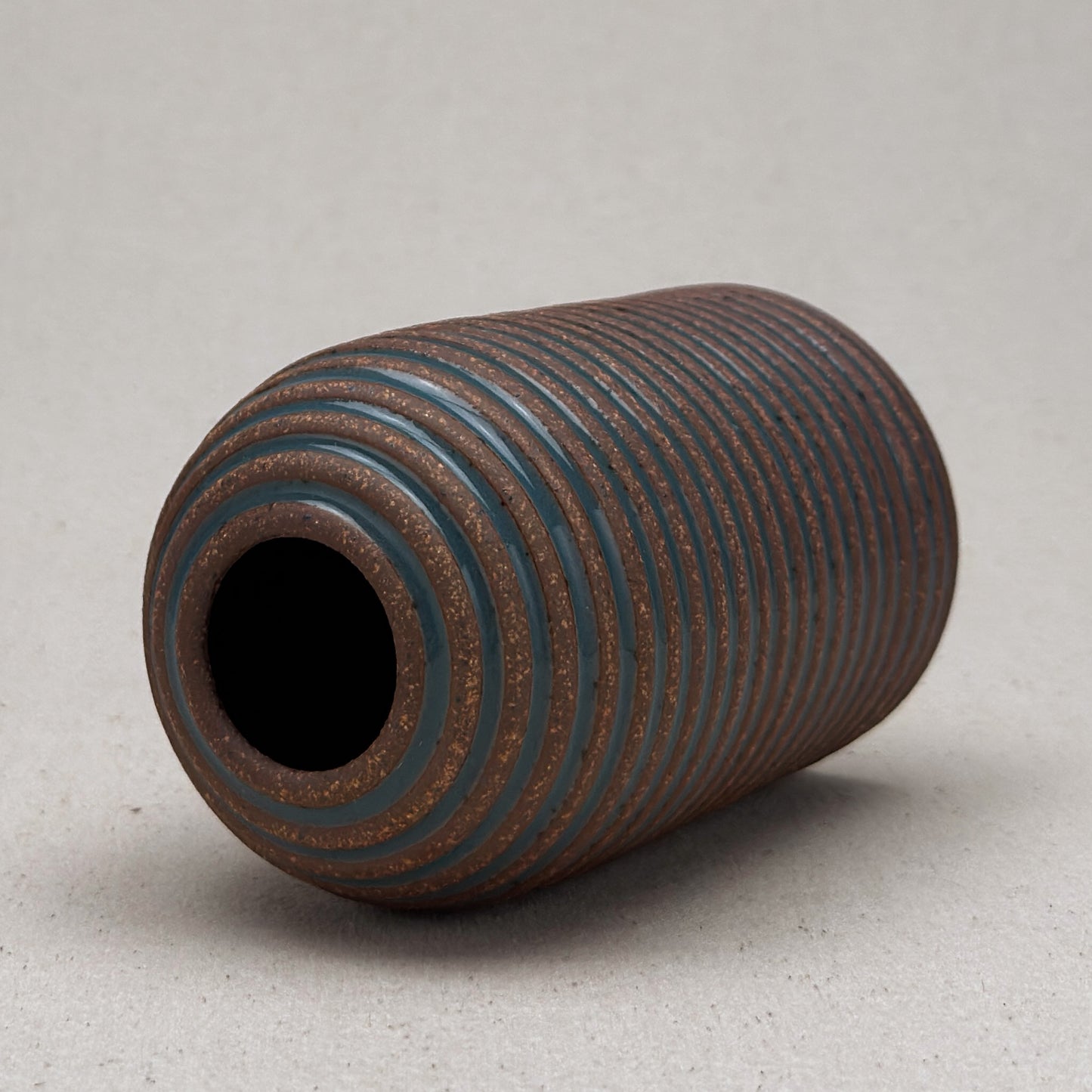 Medium Blue Stripe Round Top Vase