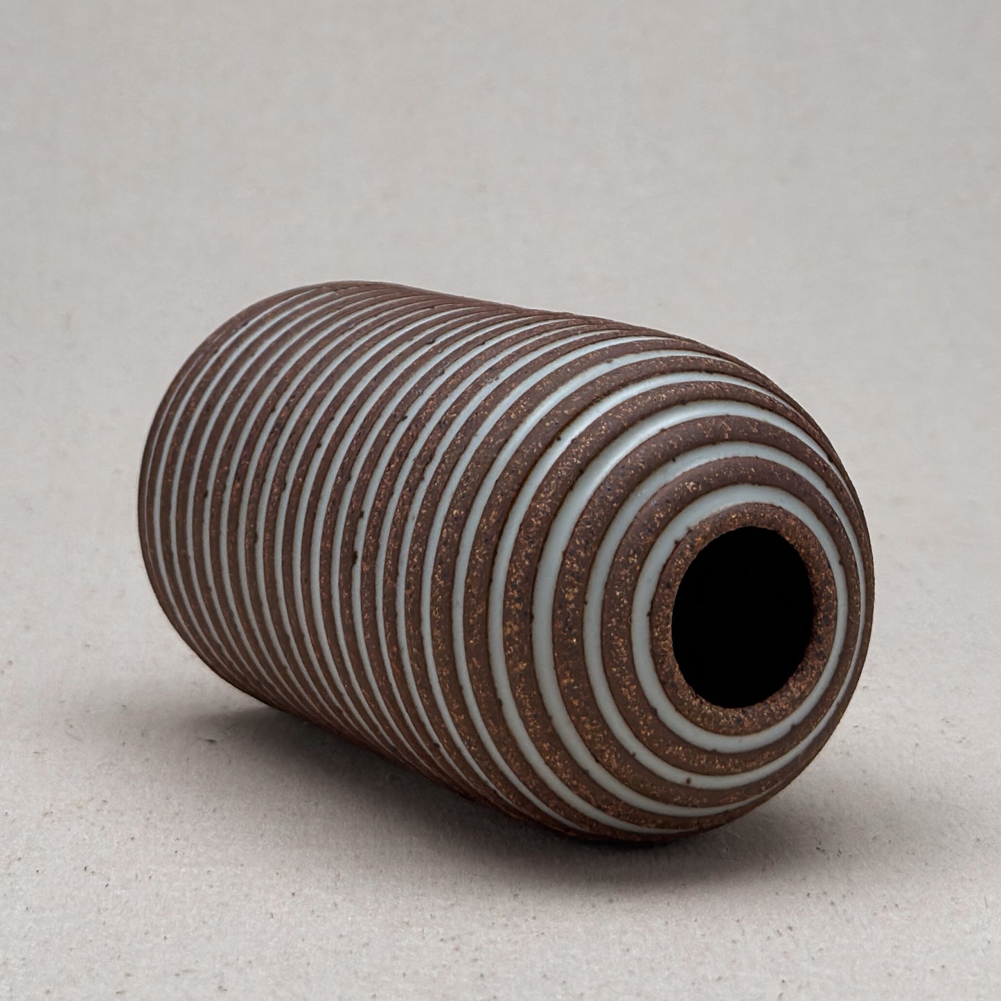 Medium White Stripe Round Top Vase