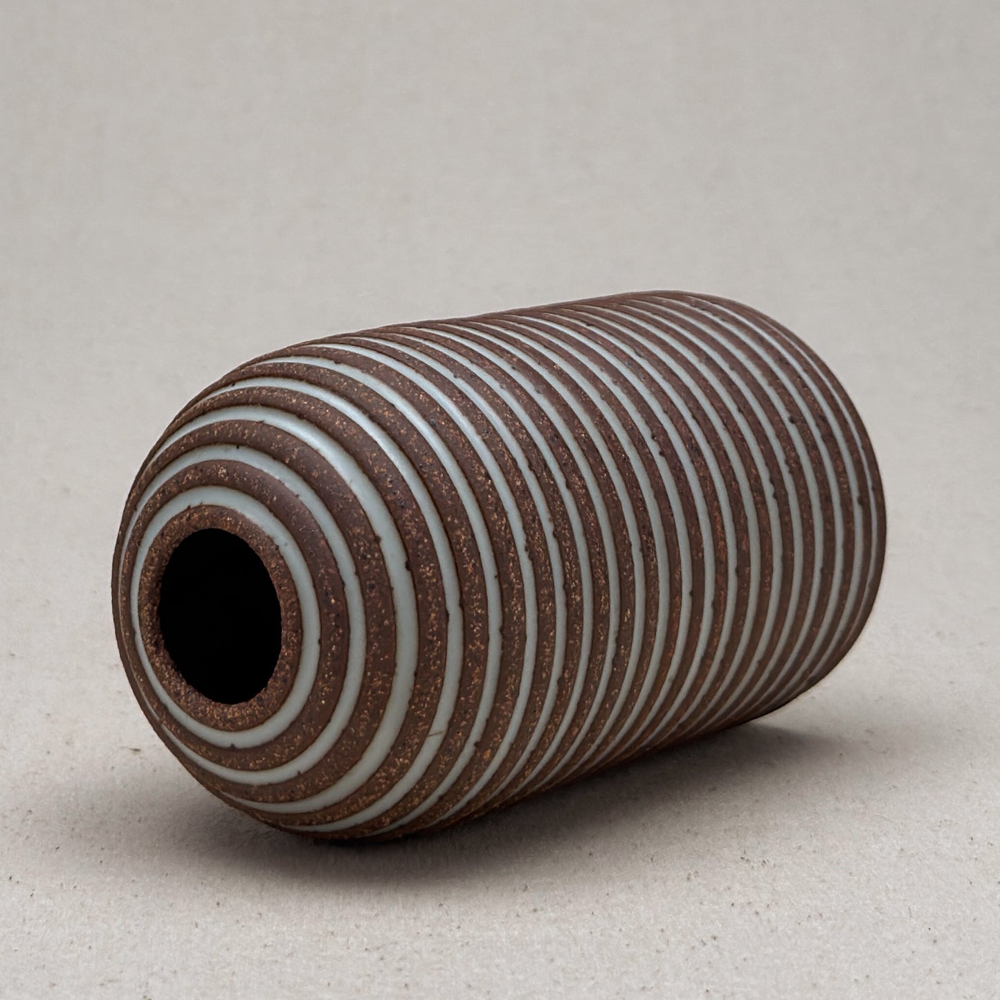 Medium White Stripe Round Top Vase