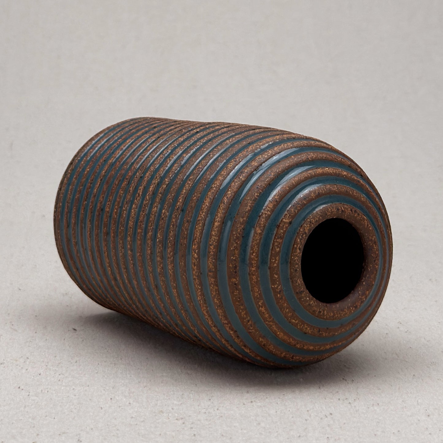 Medium Blue Stripe Round Top Vase