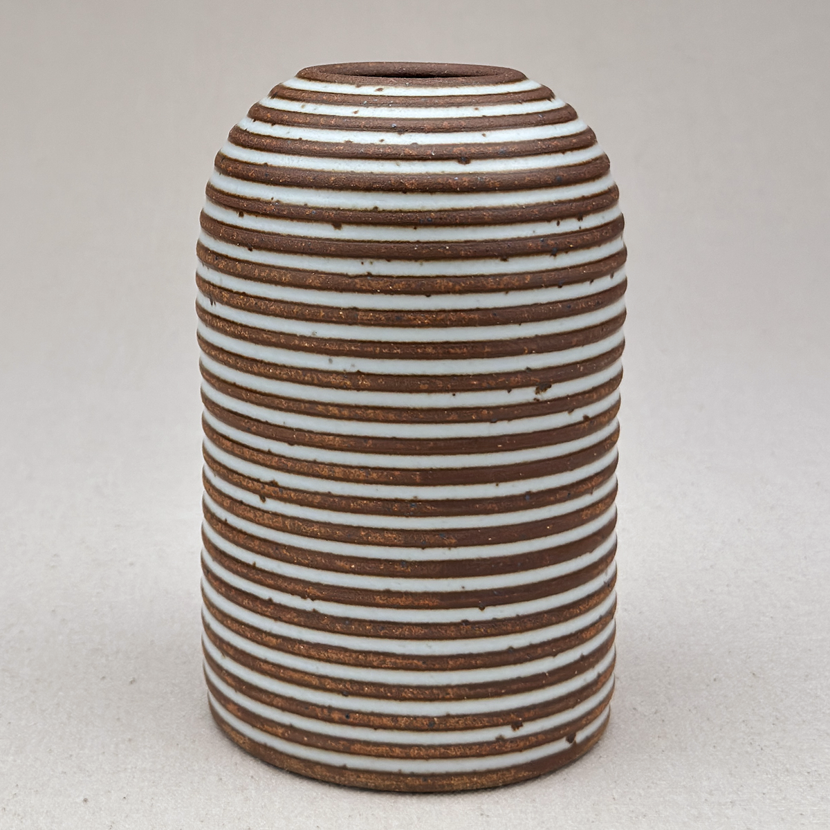 Medium White Stripe Round Top Vase