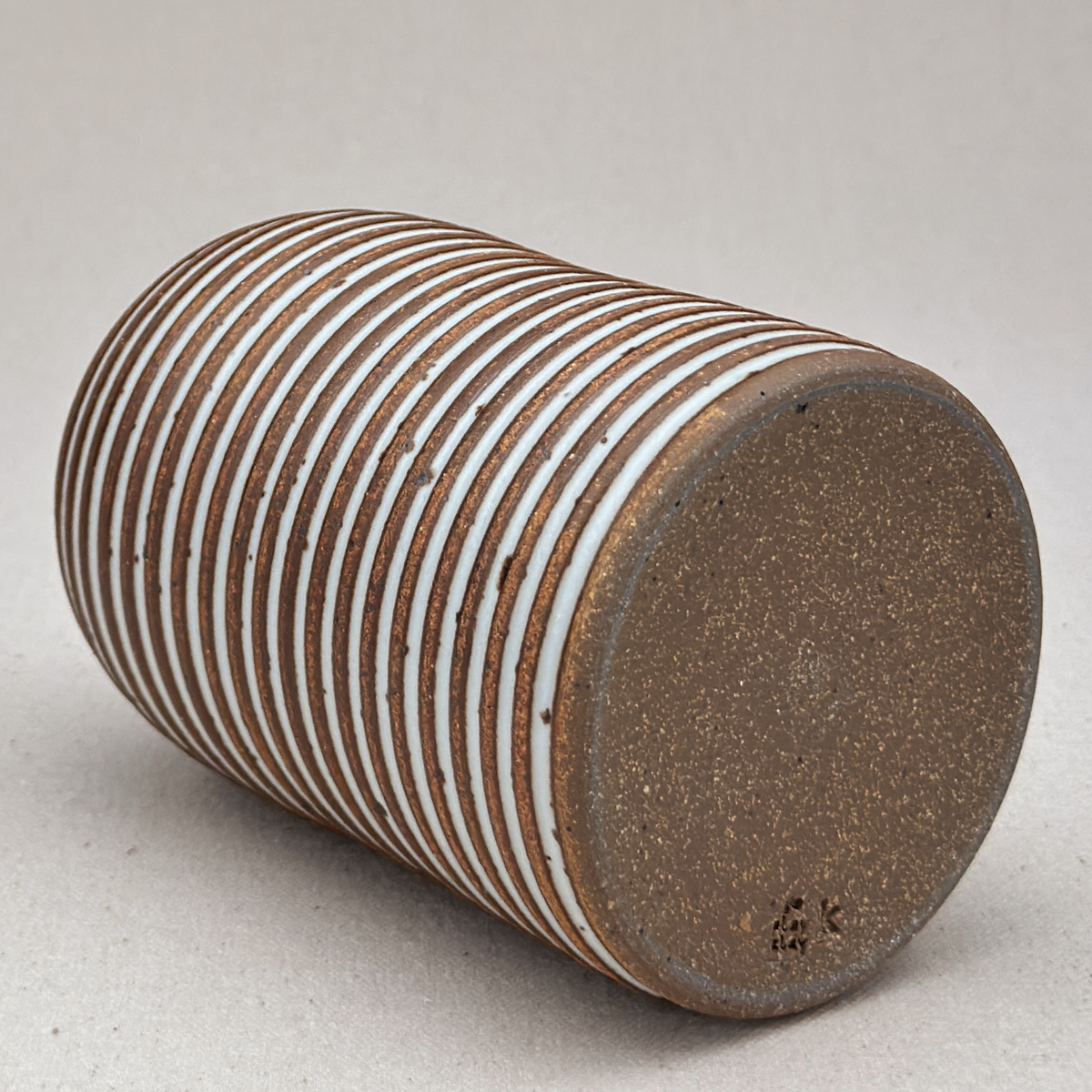 Medium White Stripe Round Top Vase