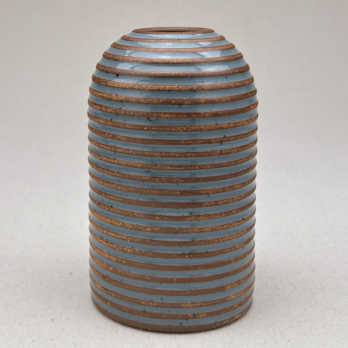 Medium Blue Stripe Round Top Vase