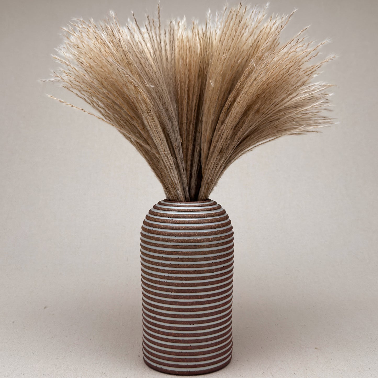 Large White Stripe Round Top Vase