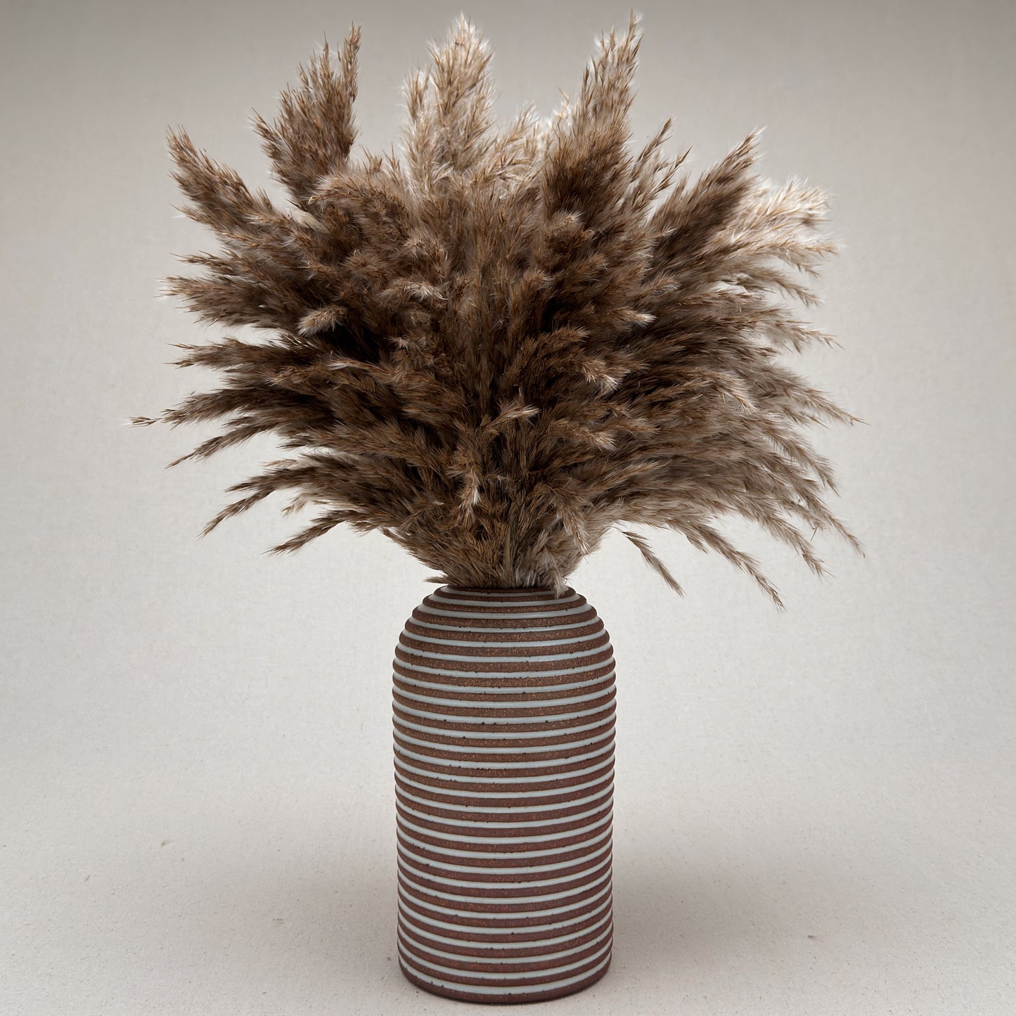 Large White Stripe Round Top Vase