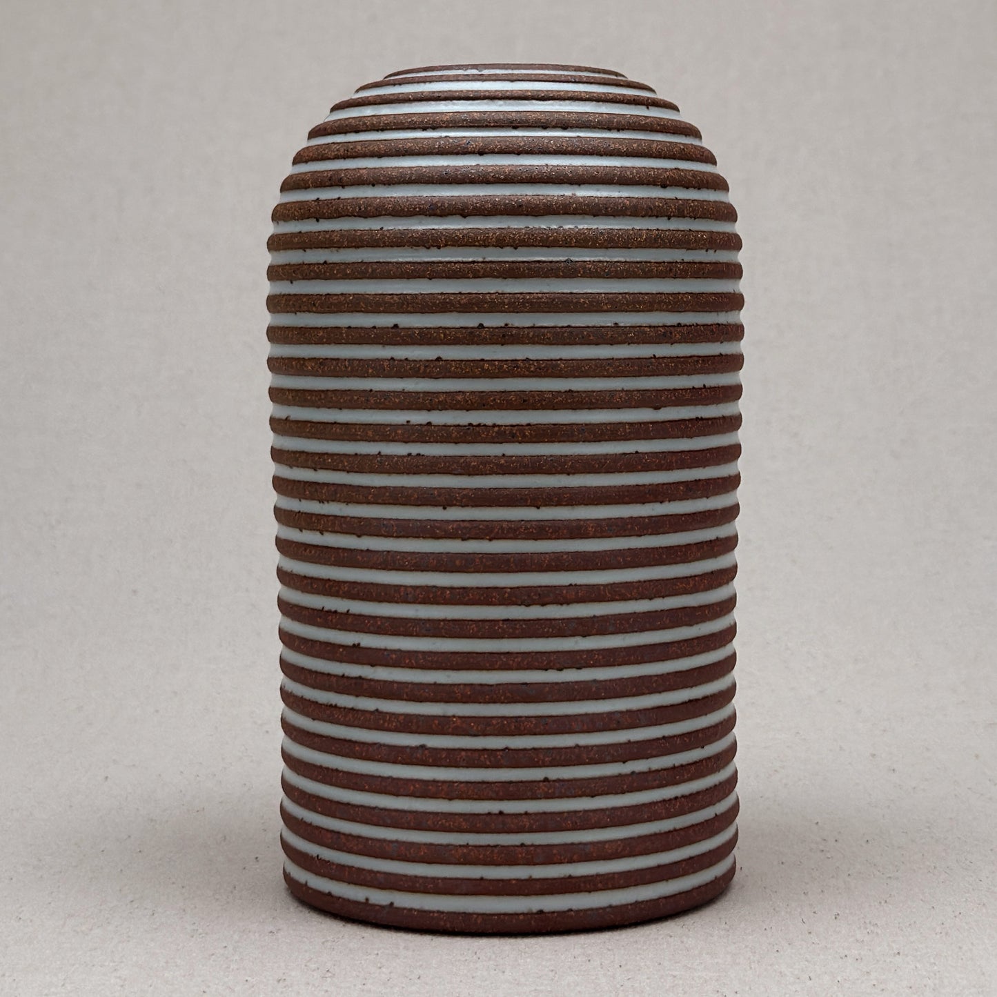 Large White Stripe Round Top Vase