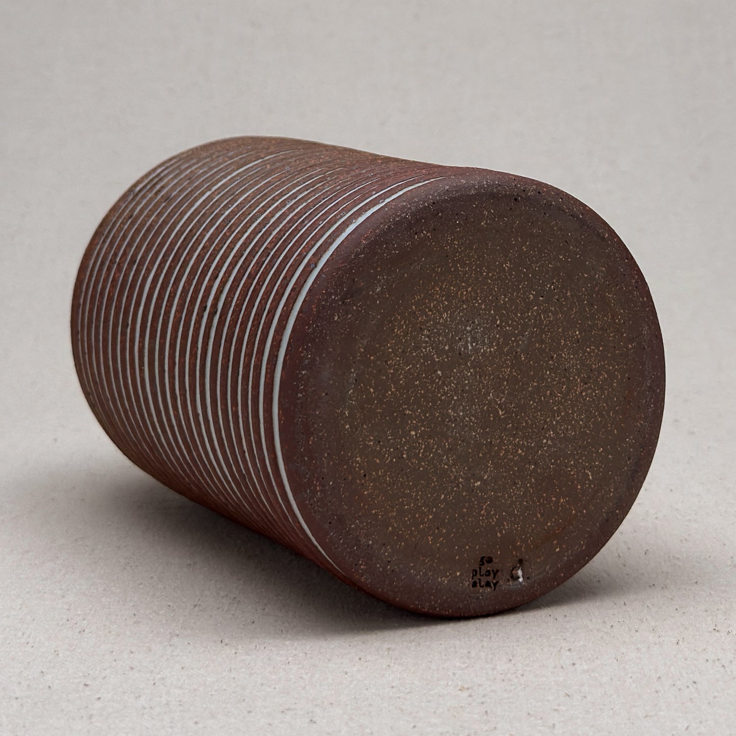 Large White Stripe Round Top Vase