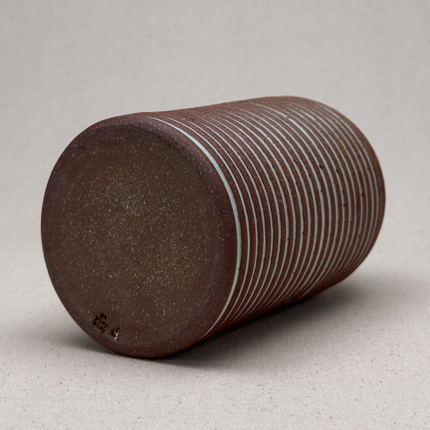 Large White Stripe Round Top Vase