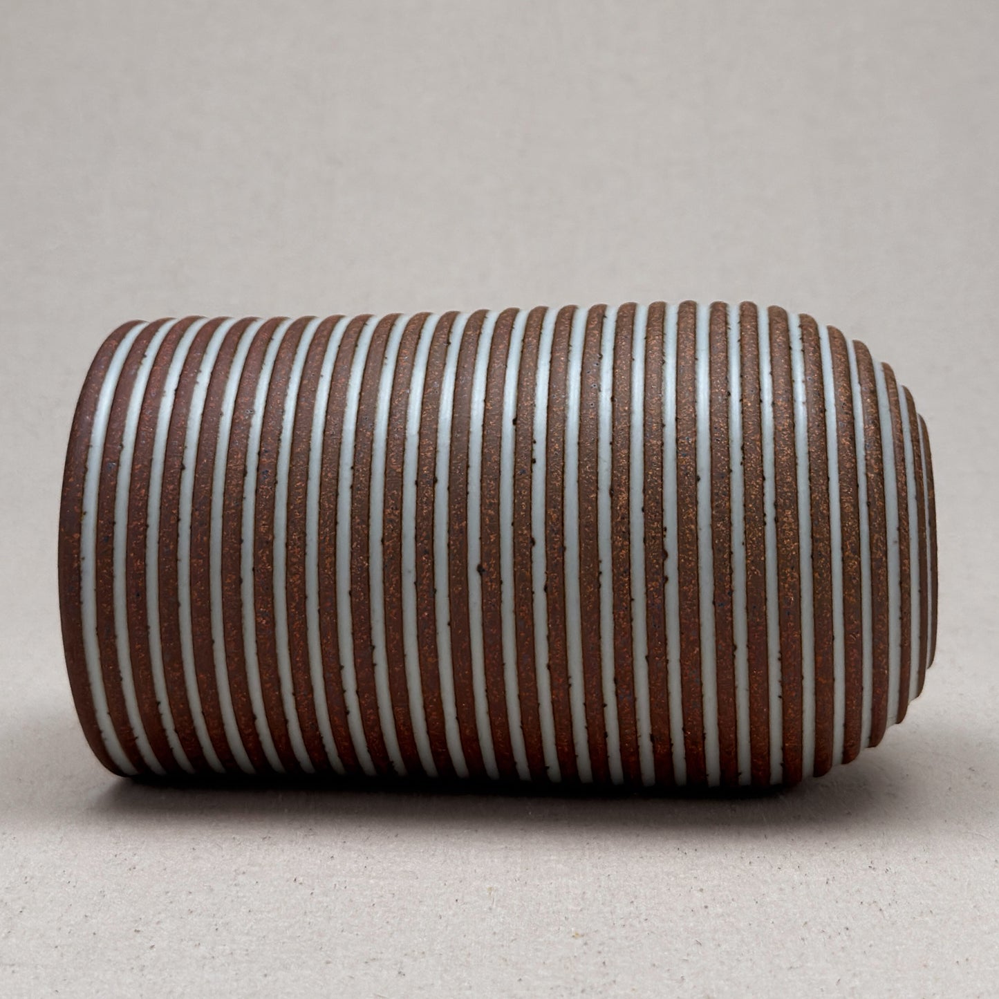 Large White Stripe Round Top Vase