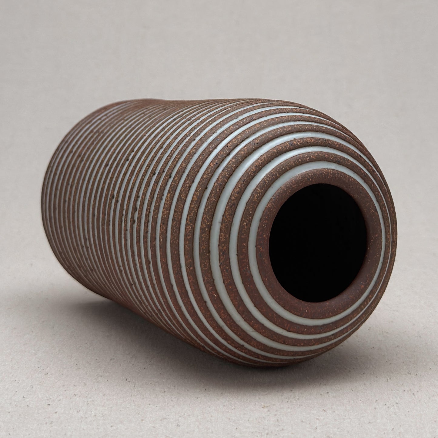 Large White Stripe Round Top Vase