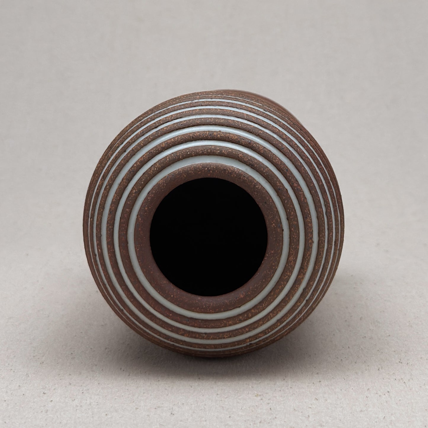 Large White Stripe Round Top Vase