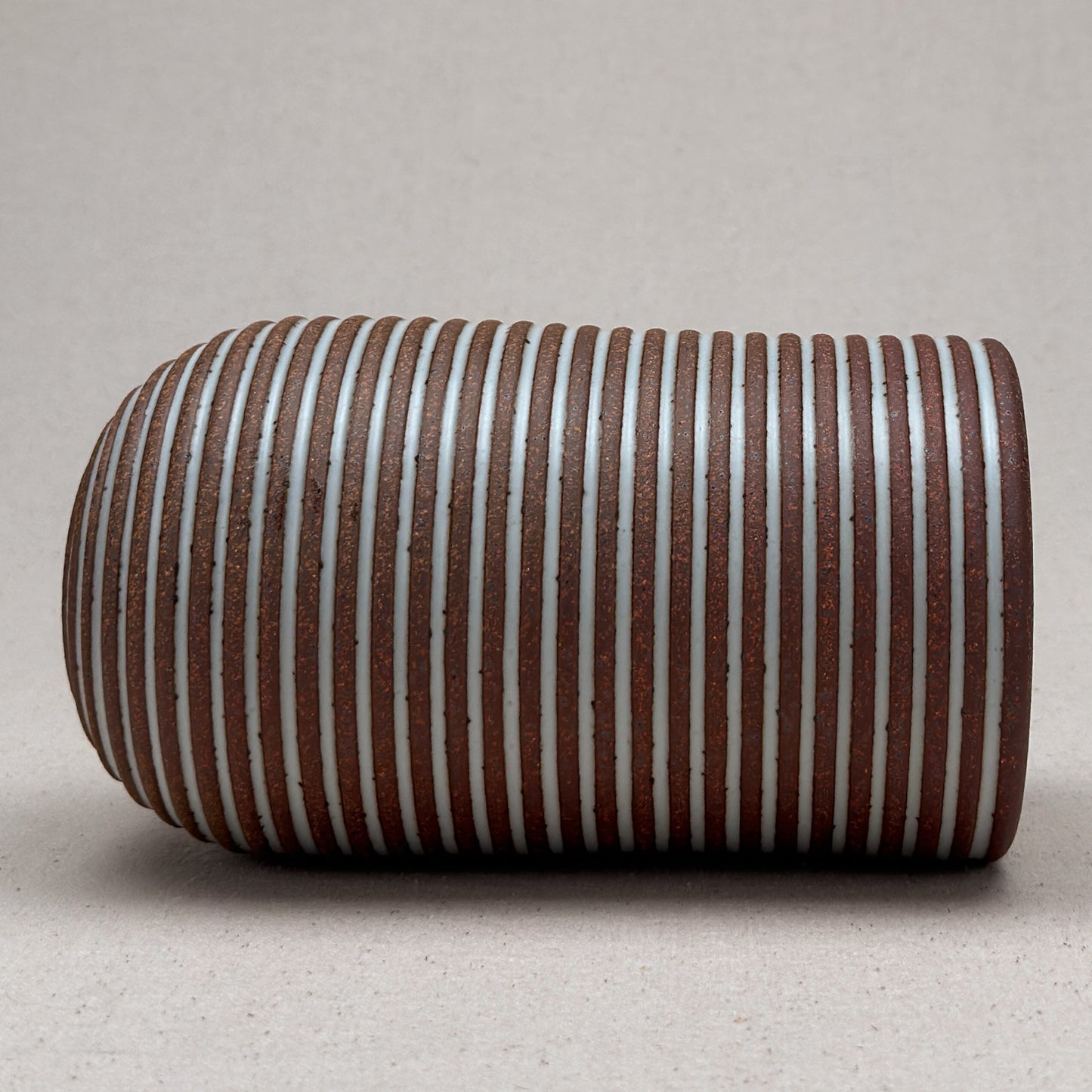 Large White Stripe Round Top Vase