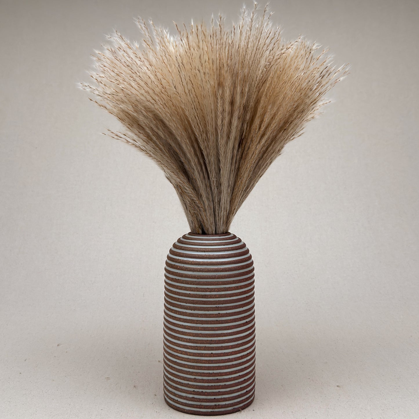 Large White Stripe Round Top Vase