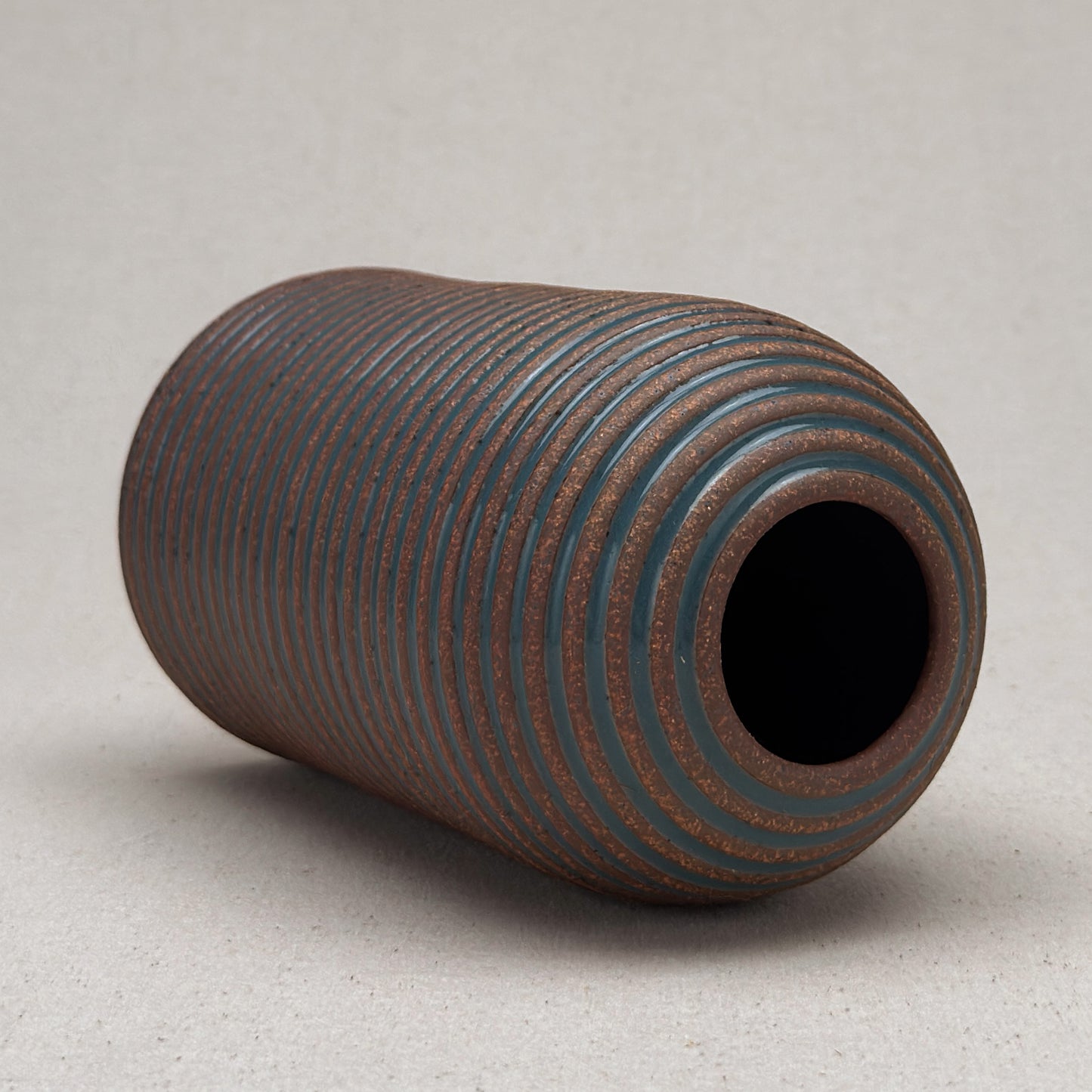 Large Blue Stripe Round Top Vase