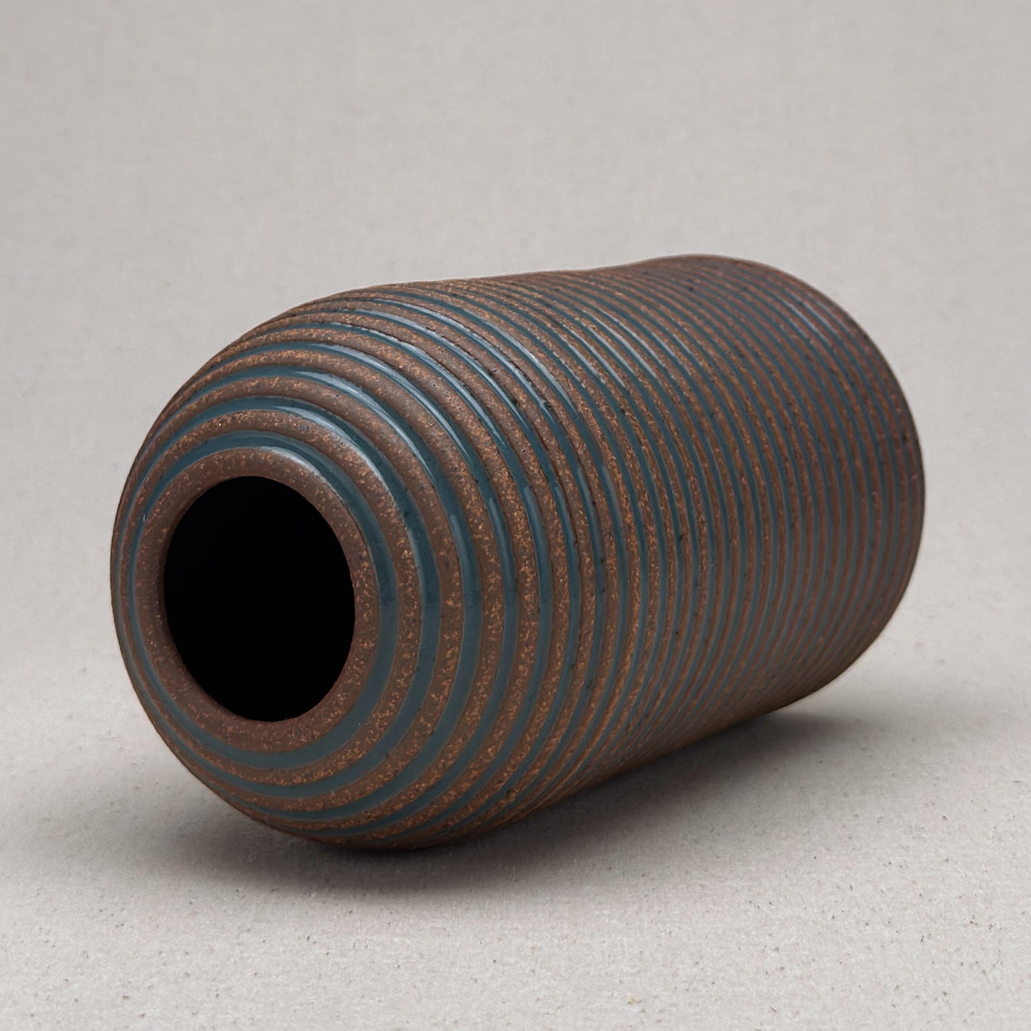 Large Blue Stripe Round Top Vase