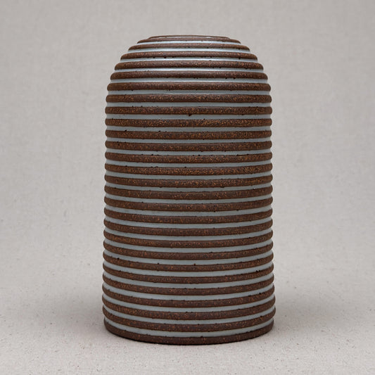 Large White Stripe Round Top Vase