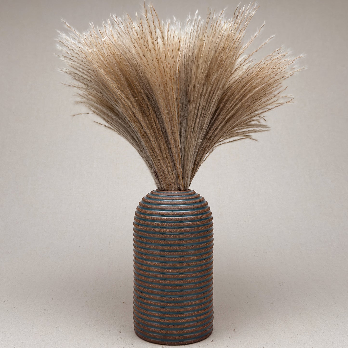 Large Blue Stripe Round Top Vase