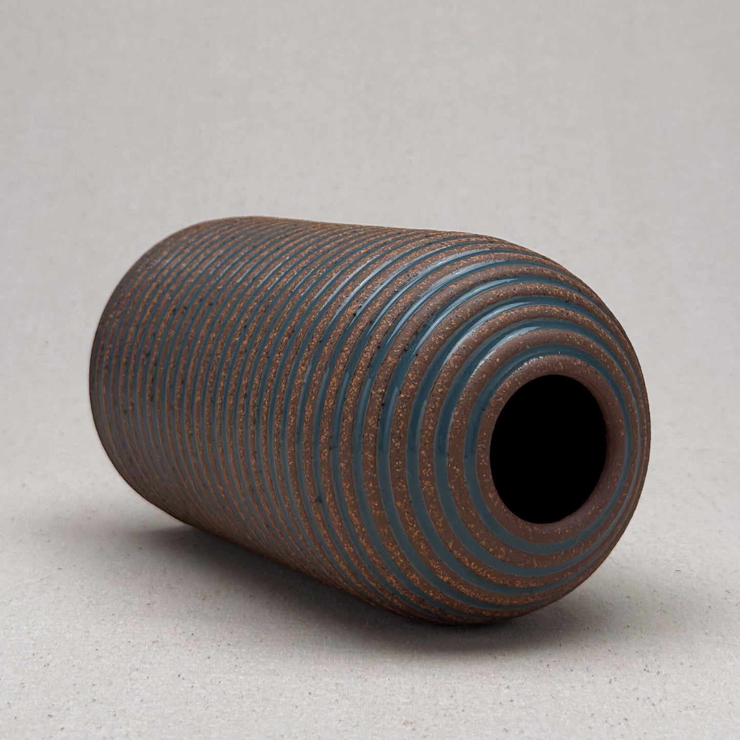 Large Blue Stripe Round Top Vase