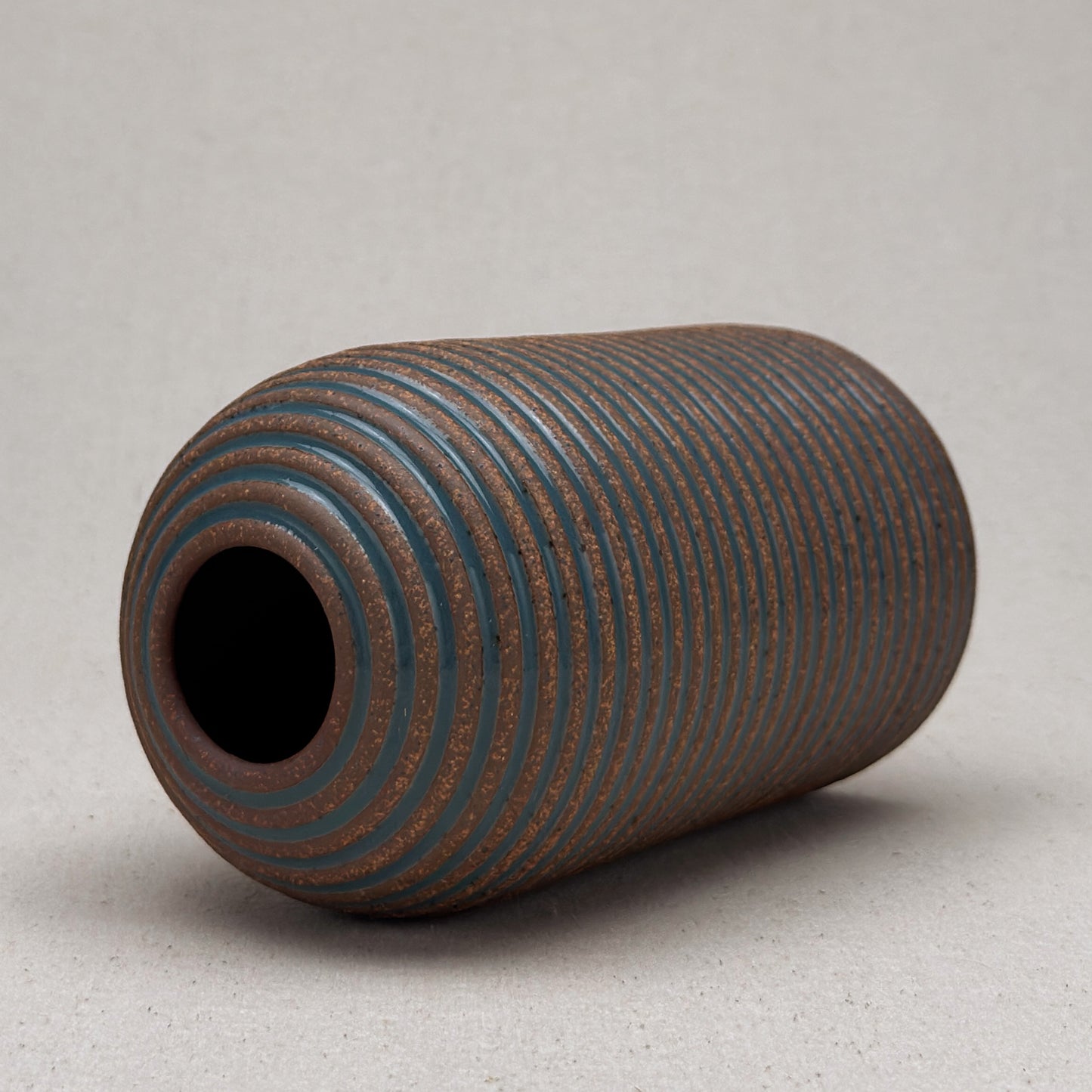 Large Blue Stripe Round Top Vase