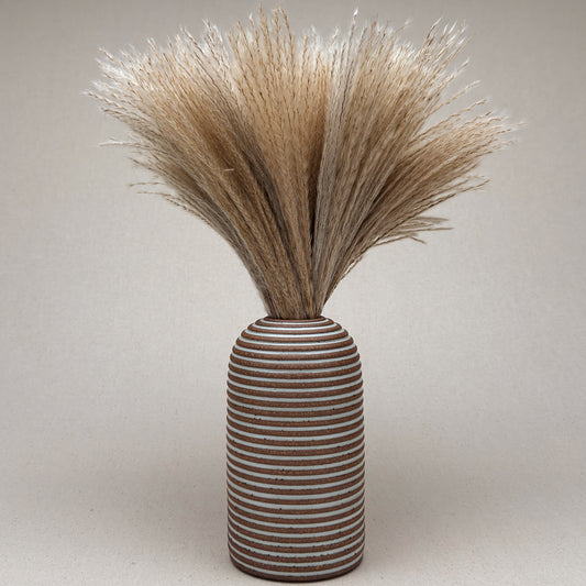 Large White Stripe Round Top Vase