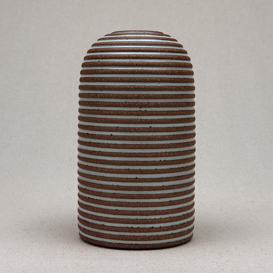 Large White Stripe Round Top Vase