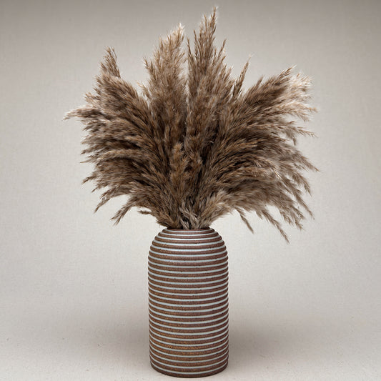 Large White Stripe Round Top Vase