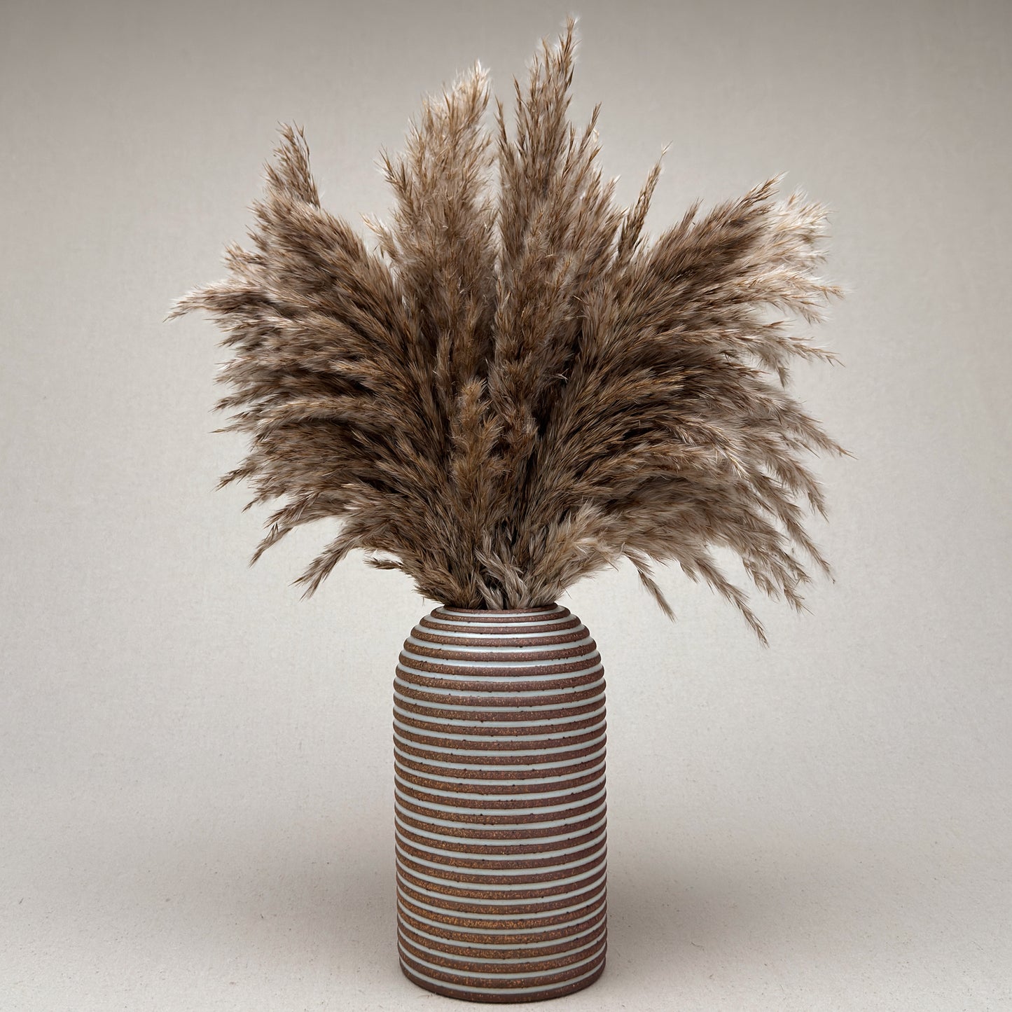 Large White Stripe Round Top Vase