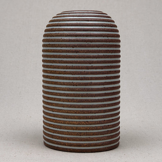 Large White Stripe Round Top Vase