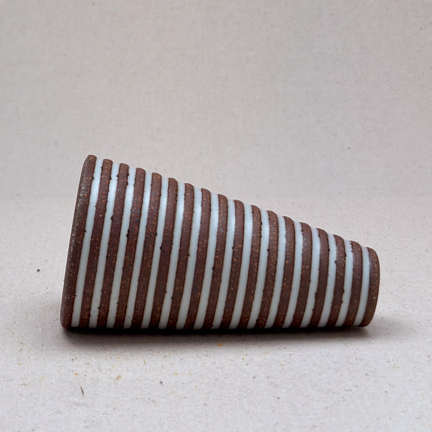 Small White Stripe Cone Vase