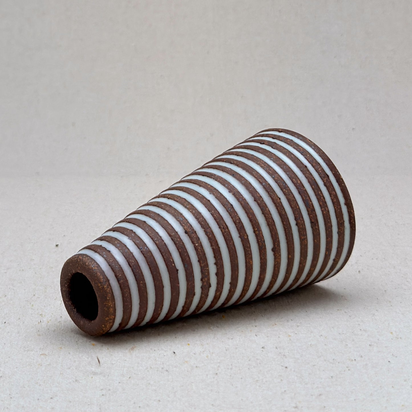 Small White Stripe Cone Vase