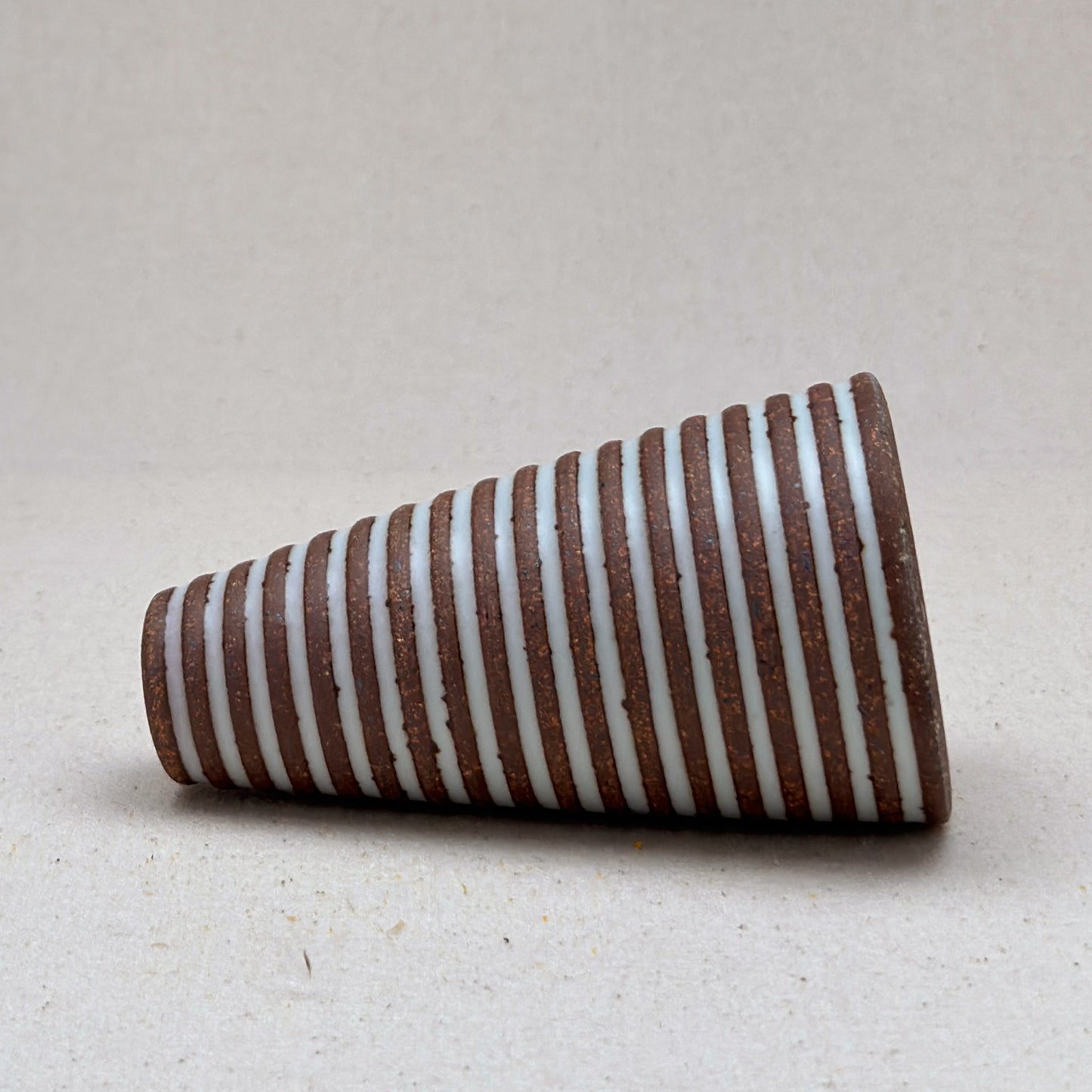 Small White Stripe Cone Vase