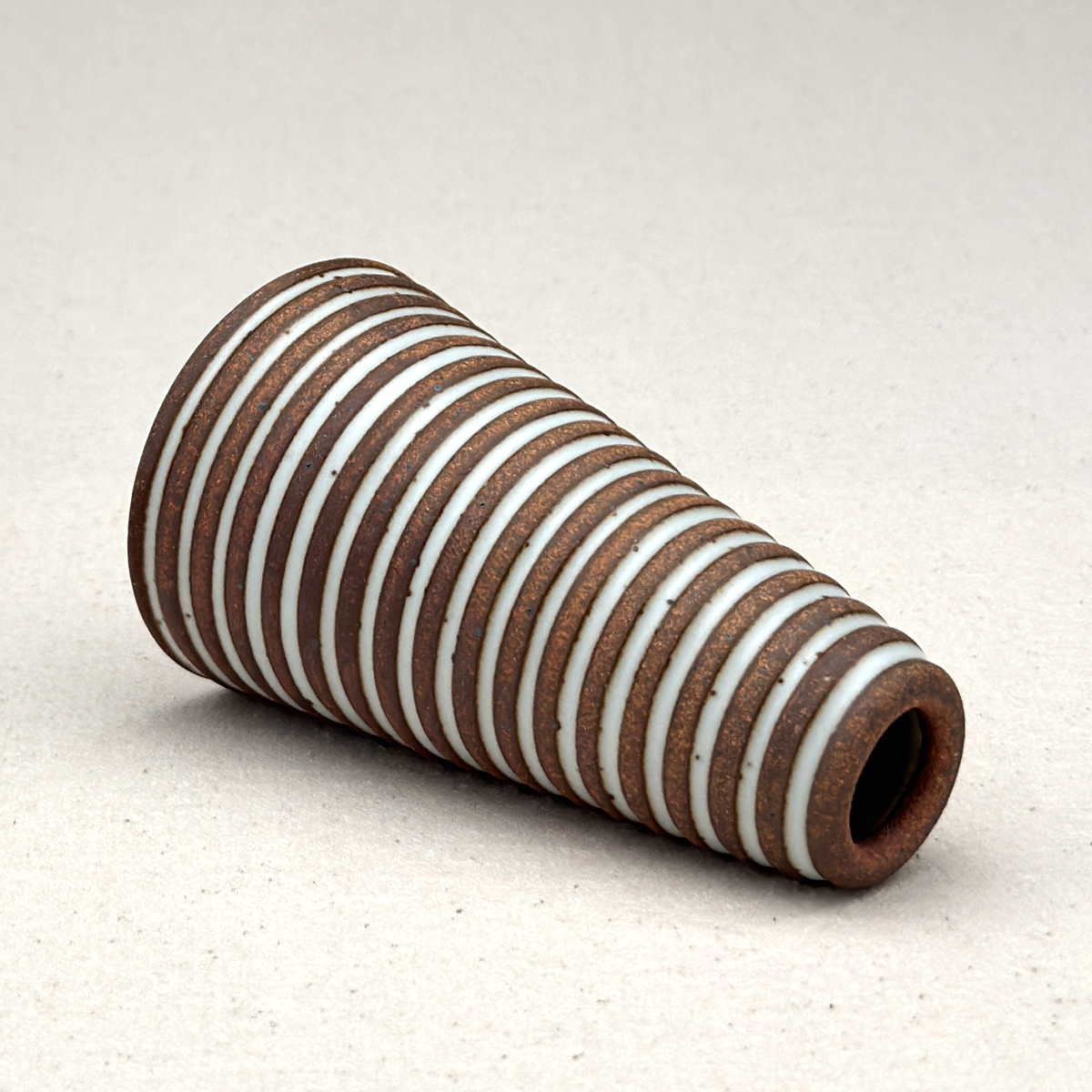 Small White Stripe Cone Vase
