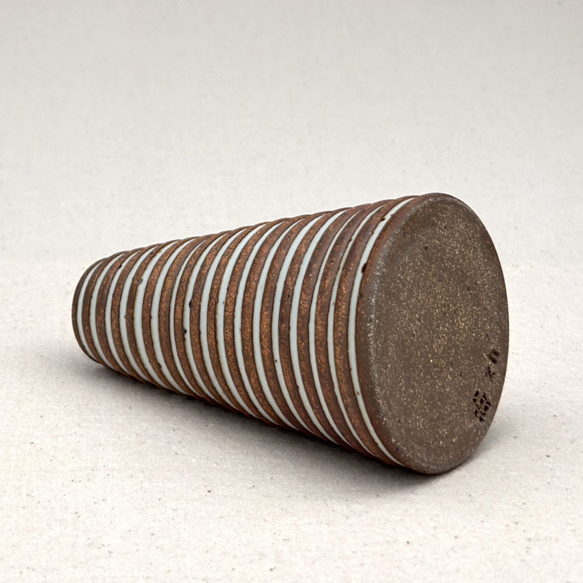 Small White Stripe Cone Vase