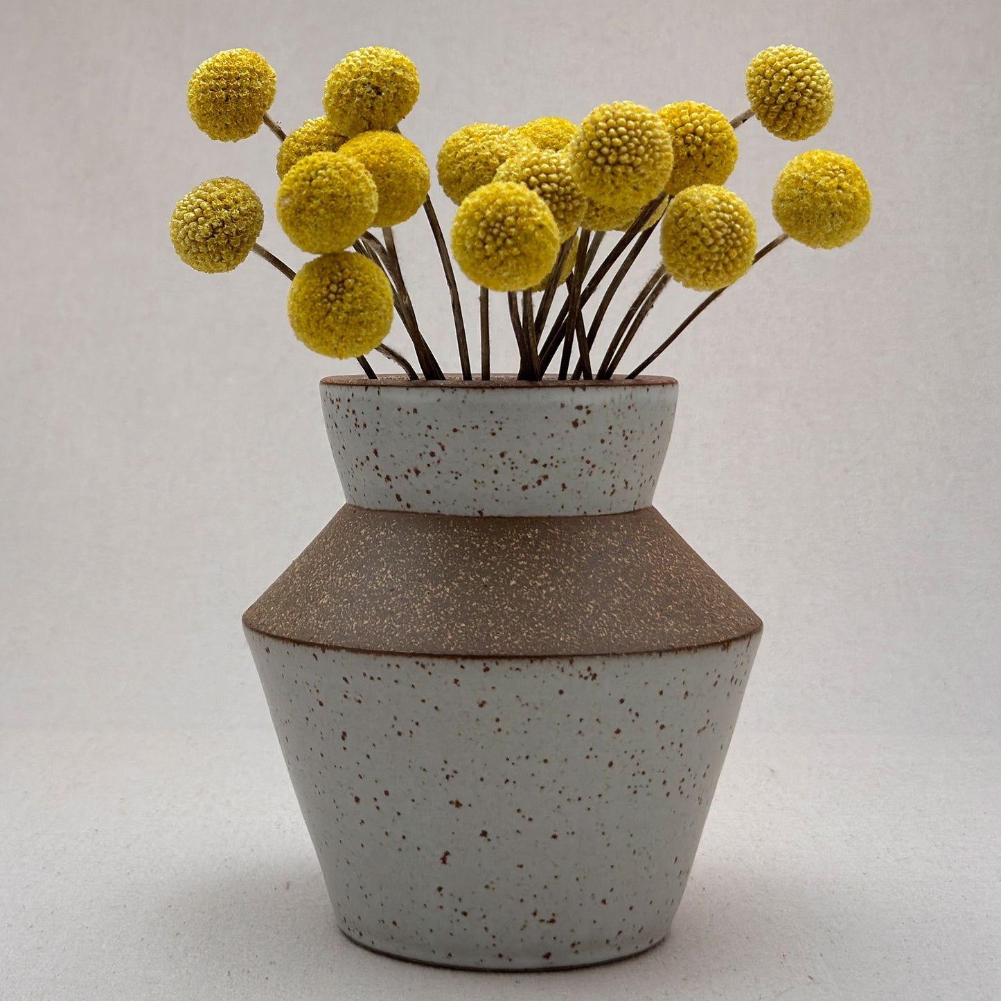 Medium Speckled White Angular Vase