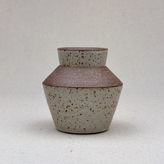Small Speckled White Angular Vase