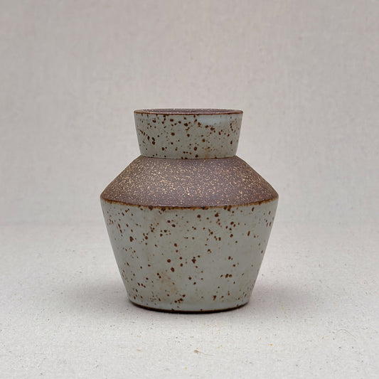 Small Speckled White Angular Vase