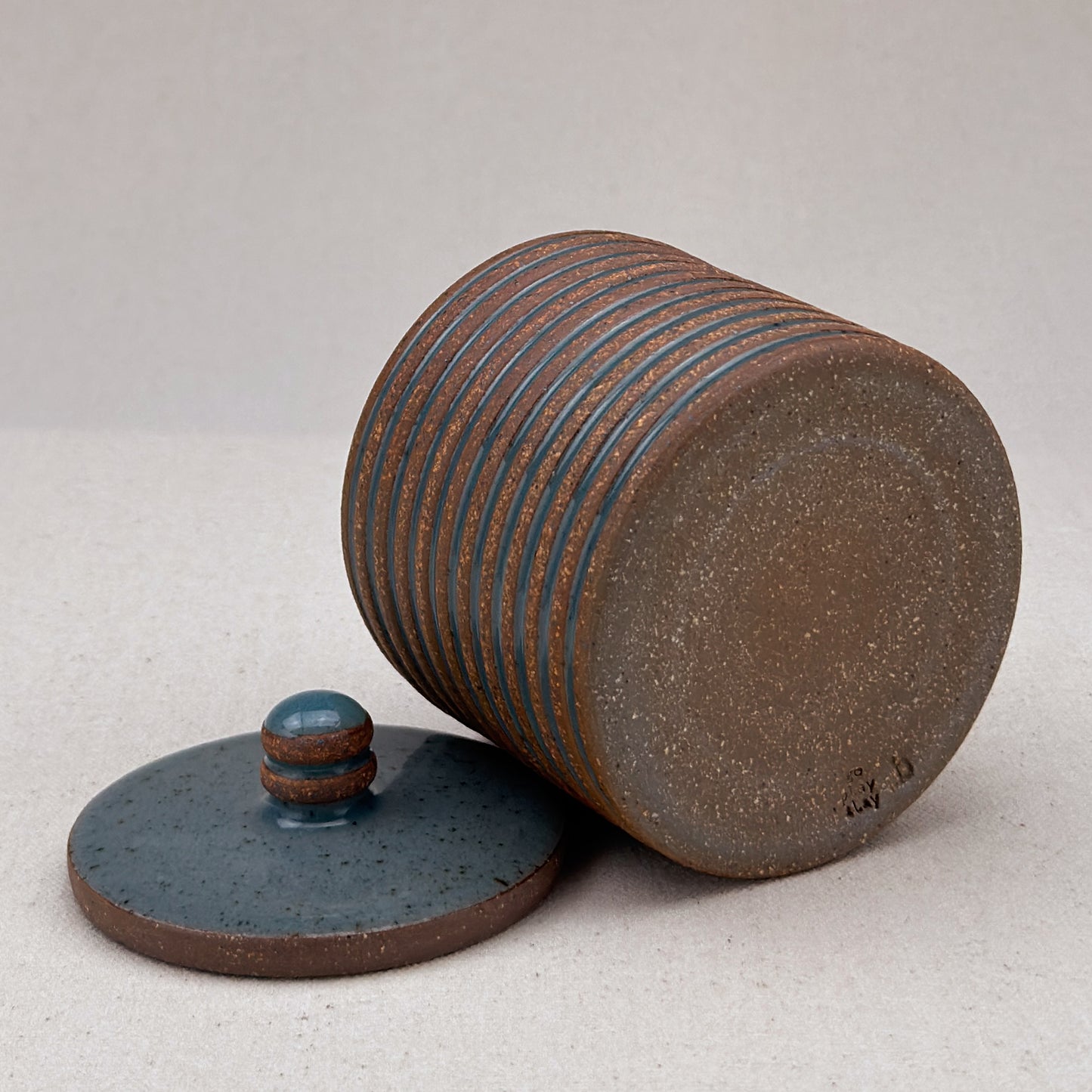 Small Blue Stripe Lidded Jar