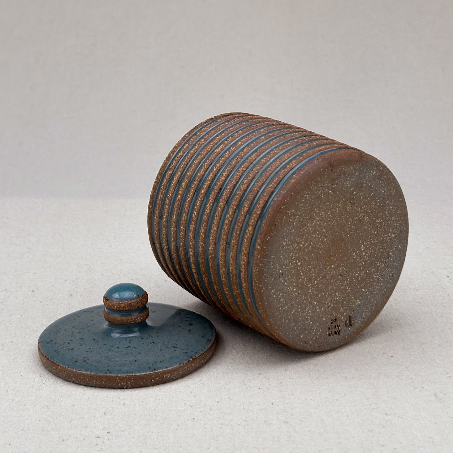 Small Blue Stripe Lidded Jar