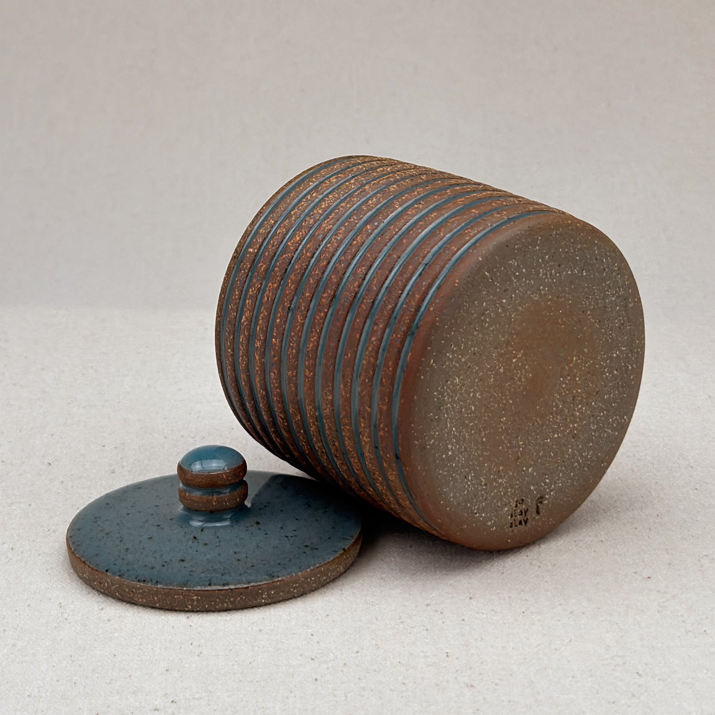 Small Blue Stripe Lidded Jar