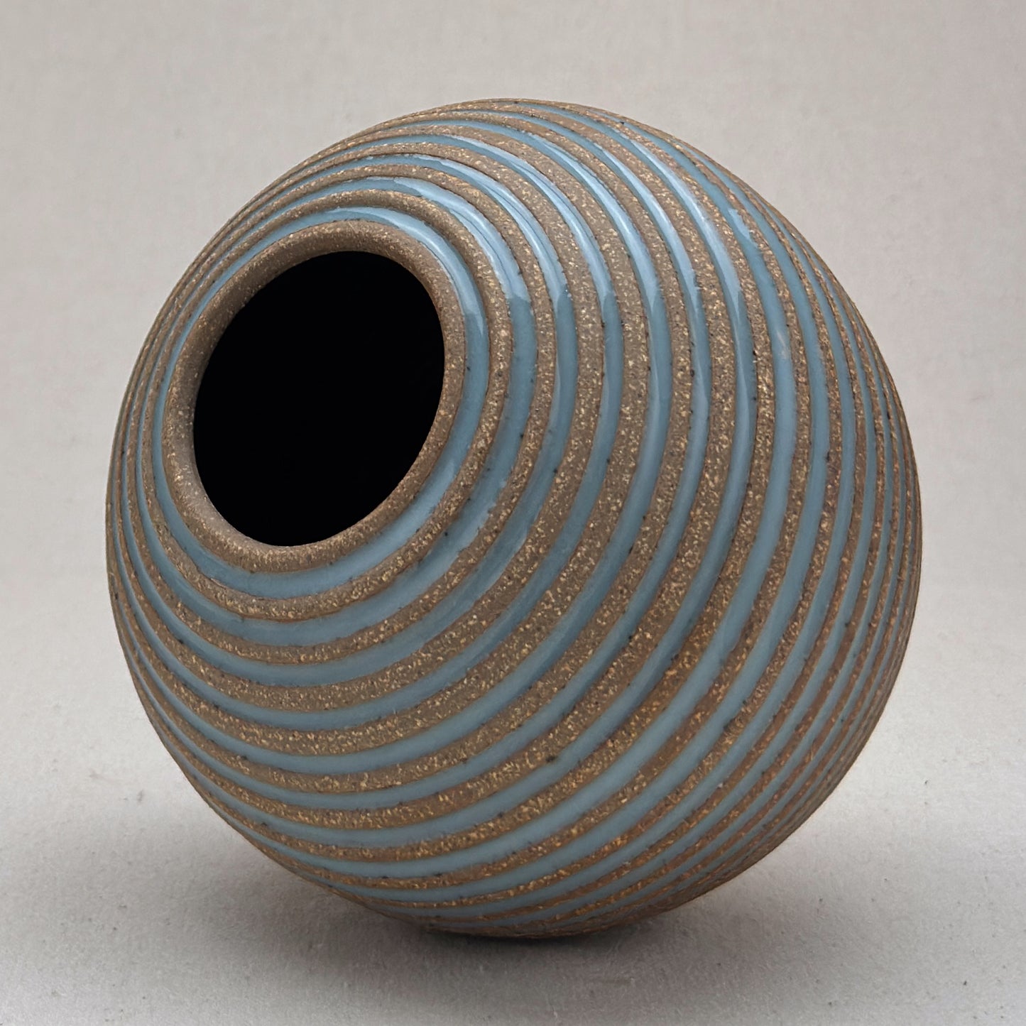 Medium Blue Stripe Round Vase