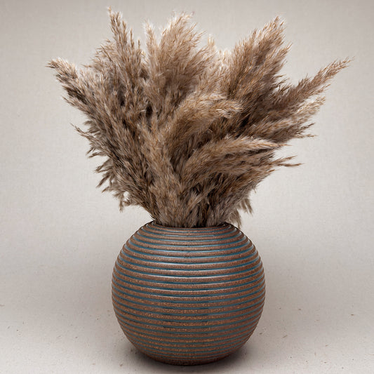 Large Blue Stripe Round Vase