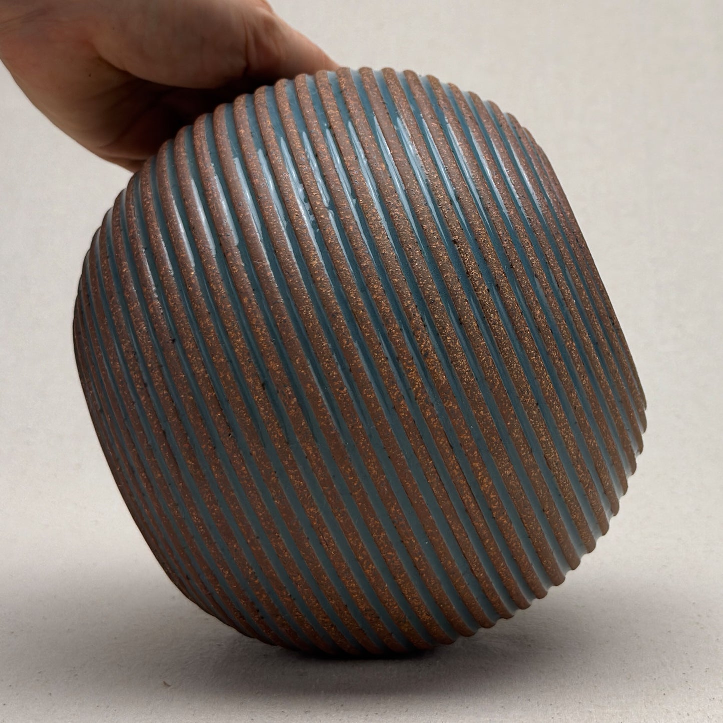 Large Blue Stripe Round Vase